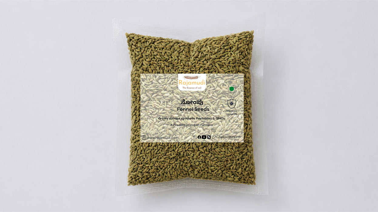 Organic Fennel Seeds (Saunf) | 100g, 250g | Certified Organic - Rajamudi Organic