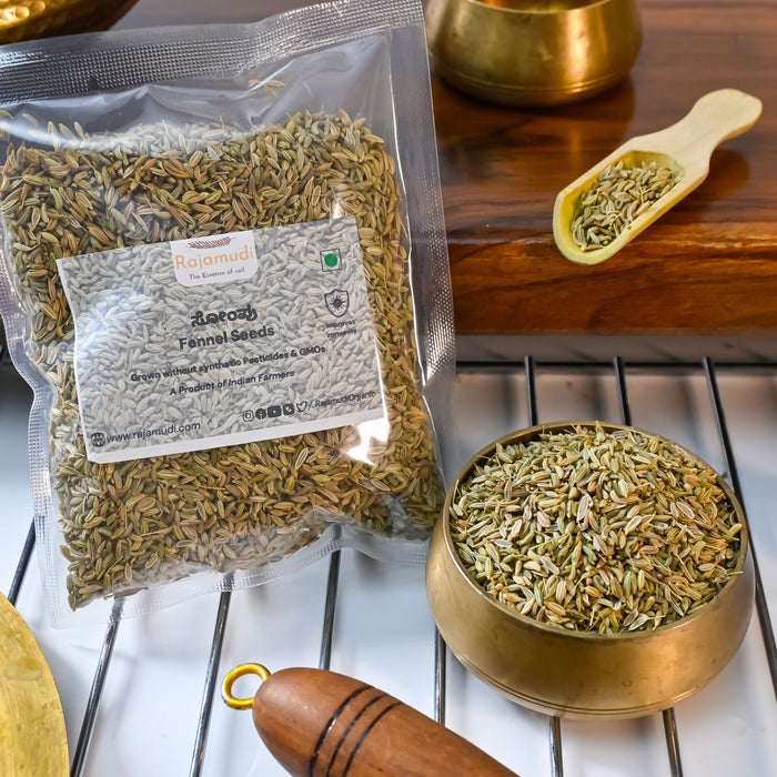 Organic Fennel Seeds (Saunf) | 100g, 250g | Certified Organic - Rajamudi Organic