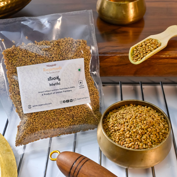 Organic Methi (Fenugreek) – Naturally Grown, Pure & Aromatic| 100g, 250g | Rajamudi Organics