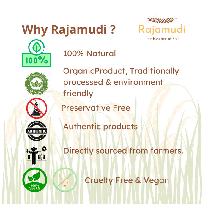 Organic Brown rice - SonaMasoori [Hand Pounded] by Rajamudi Organics - Rajamudi Organics