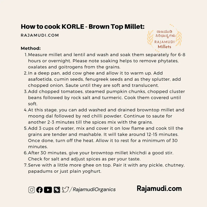 how to cook Brown Top Millet